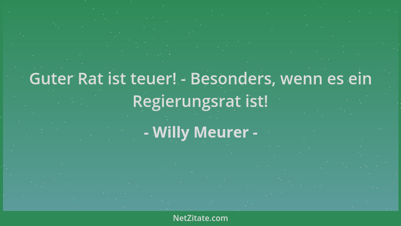 Willy Meurer - Guter Rat ist teuer! - Besonders, wenn es ein Regierungsrat ist!...