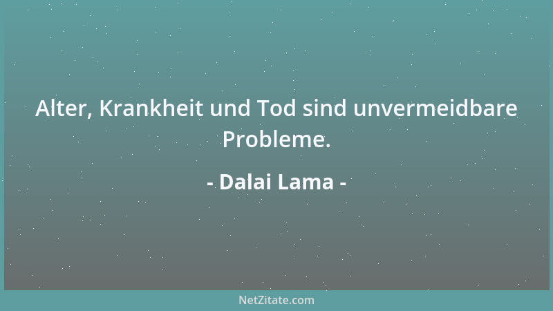 Dalai Lama - Alter, Krankheit und Tod sind unvermeidbare Probleme....