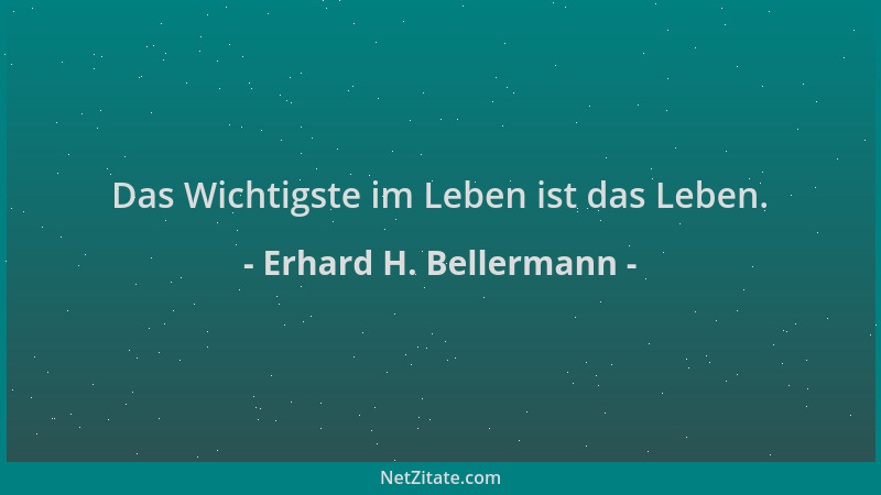 Erhard H. Bellermann - Das Wichtigste im Leben ist das Leben....