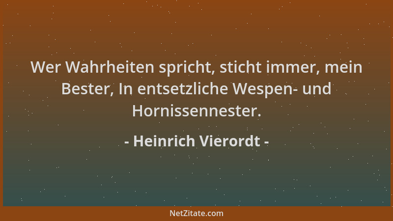 Heinrich Vierordt - Wer Wahrheiten spricht, sticht immer, mein Bester, In entsetzliche Wespen- und Hornissennester....