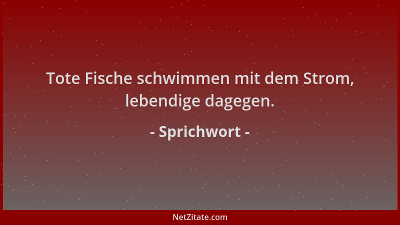 Sprichwort - Tote Fische schwimmen mit dem Strom, lebendige dagegen....