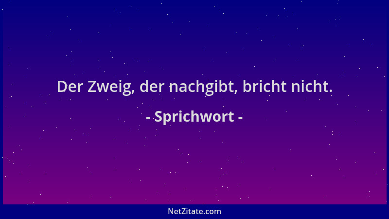 Sprichwort - Der Zweig, der nachgibt, bricht nicht....