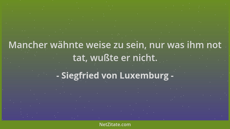 Siegfried von Luxemburg - Mancher wähnte weise zu sein, nur was ihm not tat, wußte er nicht....