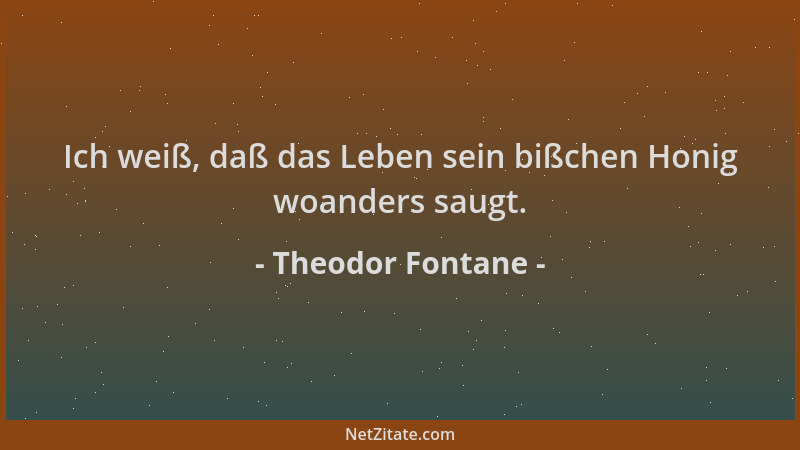 Theodor Fontane - Ich weiß, daß das Leben sein bißchen Honig woanders saugt....