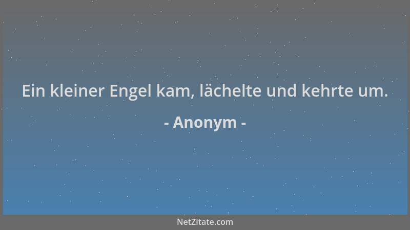 Anonym - Ein kleiner Engel kam, lächelte und kehrte um....