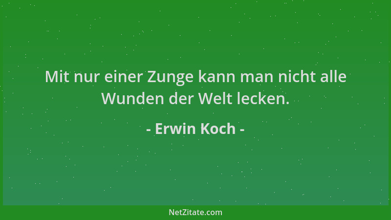 Erwin Koch - Mit nur einer Zunge kann man nicht alle Wunden der Welt lecken....