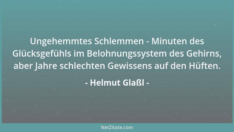 Helmut Glaßl - Ungehemmtes Schlemmen - Minuten des Glücksgefühls im Belohnungssystem des Gehirns, aber Jahre schlechten Gew...