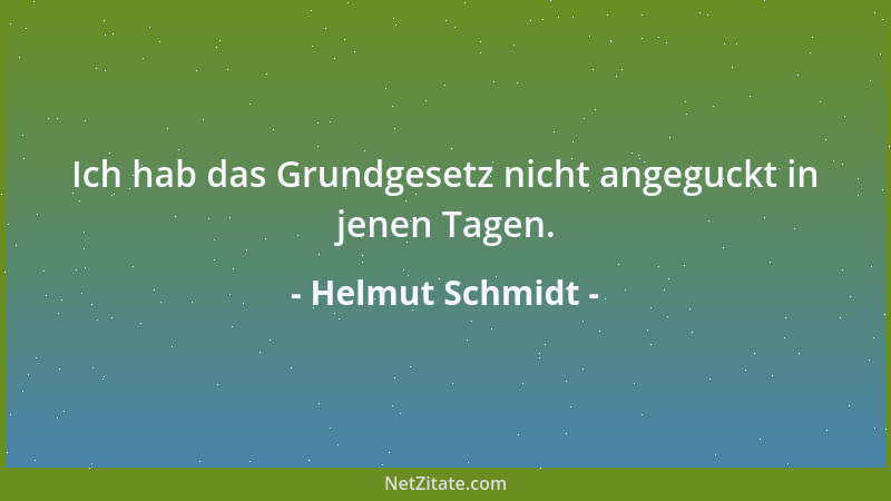 Helmut Schmidt - Ich hab das Grundgesetz nicht angeguckt in jenen Tagen....