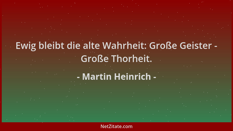 Martin Heinrich - Ewig bleibt die alte Wahrheit: Große Geister - Große Thorheit....