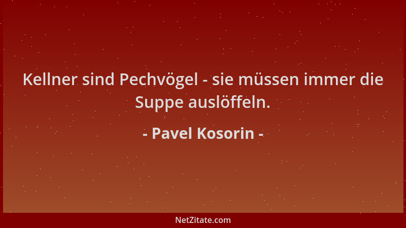 Pavel Kosorin - Kellner sind Pechvögel - sie müssen immer die Suppe auslöffeln....