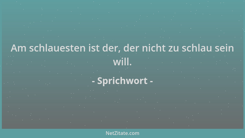 Sprichwort - Am schlauesten ist der, der nicht zu schlau sein will....