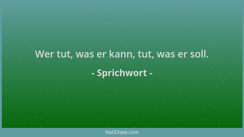 Sprichwort - Wer tut, was er kann, tut, was er soll....