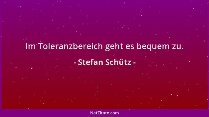 Stefan Schütz - Im Toleranzbereich geht es bequem zu....