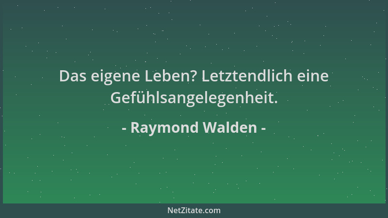 Raymond Walden - Das eigene Leben? Letztendlich eine Gefühlsangelegenheit....