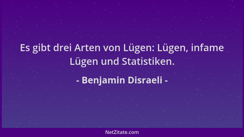 Benjamin Disraeli - Es gibt drei Arten von Lügen: Lügen, infame Lügen und Statistiken....