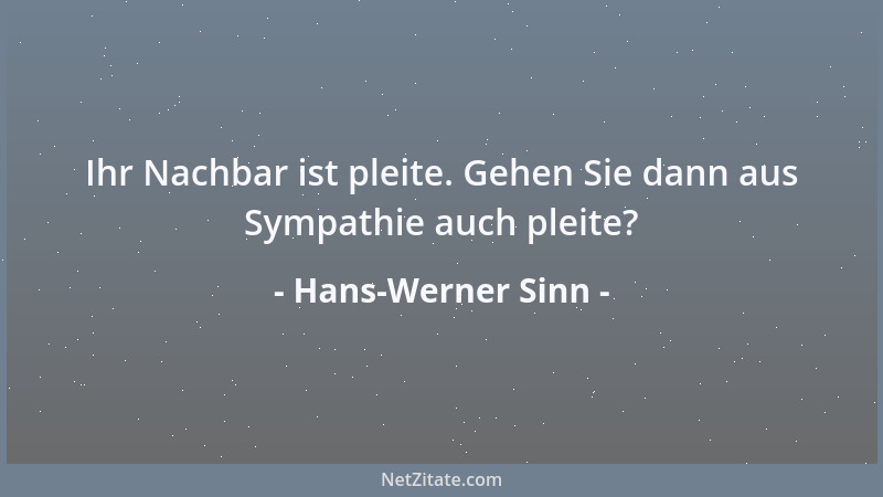 Hans-Werner Sinn - Ihr Nachbar ist pleite. Gehen Sie dann aus Sympathie auch pleite?...