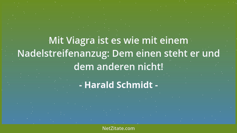 Harald Schmidt - Mit Viagra ist es wie mit einem Nadelstreifenanzug: Dem einen steht er und dem anderen nicht!...