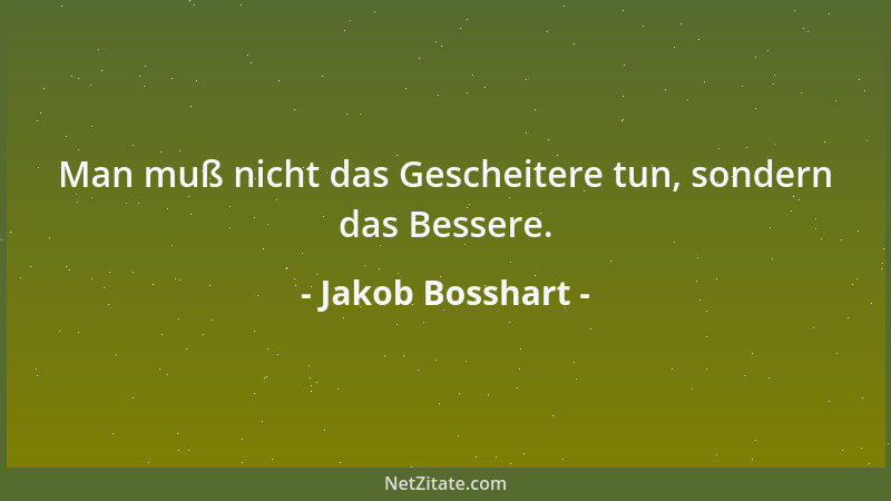 Jakob Bosshart - Man muß nicht das Gescheitere tun, sondern das Bessere....