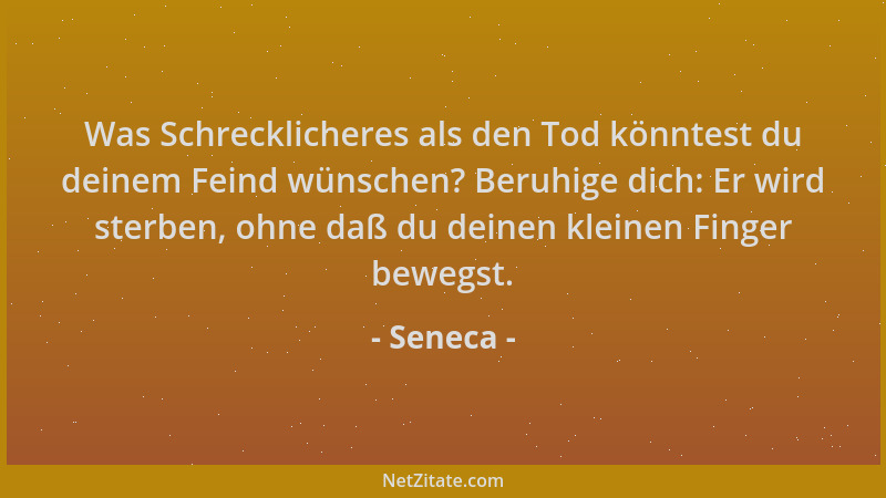 Seneca - Was Schrecklicheres als den Tod könntest du deinem Feind wünschen? Beruhige dich: Er wird sterben, ohne daß du dei...