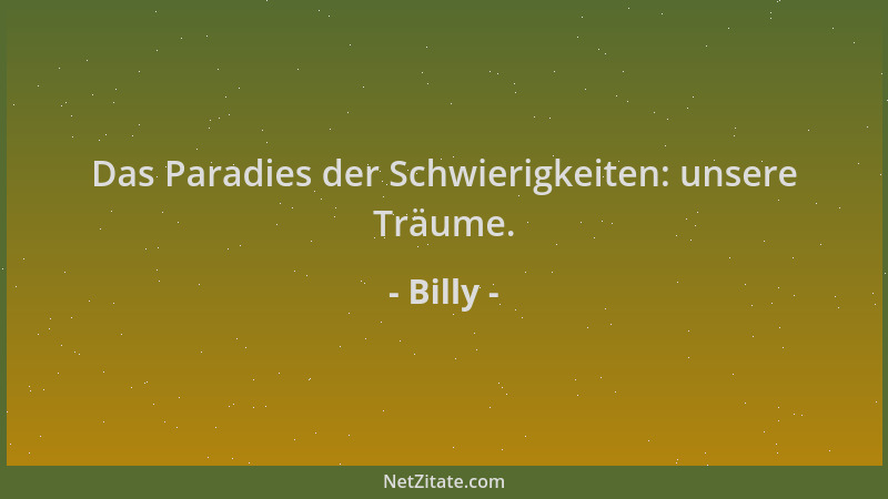 Billy - Das Paradies der Schwierigkeiten: unsere Träume....