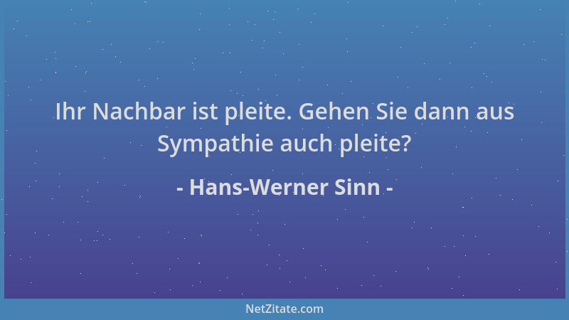Hans-Werner Sinn - Ihr Nachbar ist pleite. Gehen Sie dann aus Sympathie auch pleite?...