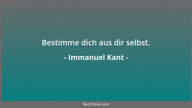 Immanuel Kant - Bestimme dich aus dir selbst....