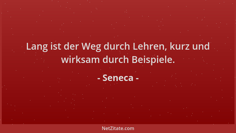 Seneca - Lang ist der Weg durch Lehren, kurz und wirksam durch Beispiele....