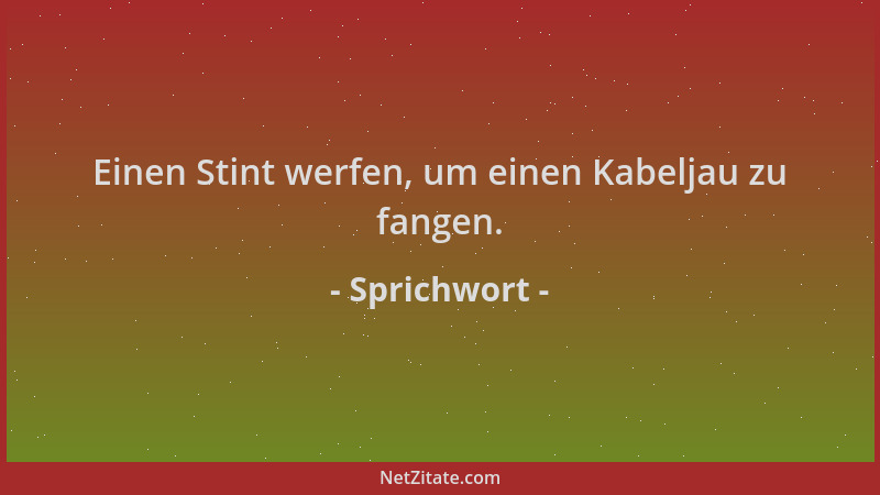 Sprichwort - Einen Stint werfen, um einen Kabeljau zu fangen....