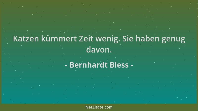 Bernhardt Bless - Katzen kümmert Zeit wenig. Sie haben genug davon....