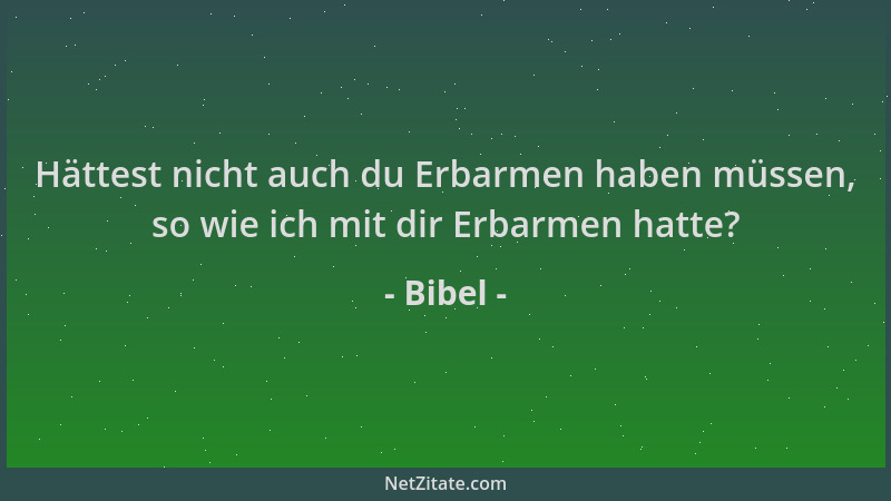 Bibel - Hättest nicht auch du Erbarmen haben müssen, so wie ich mit dir Erbarmen hatte?...