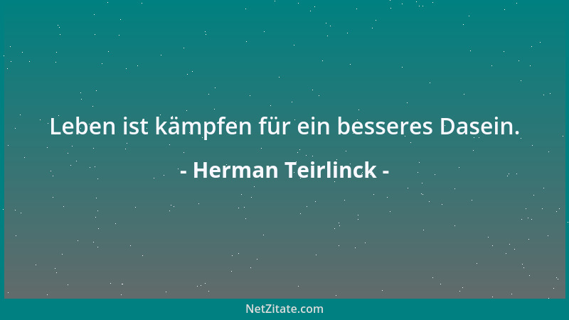 Herman Teirlinck - Leben ist kämpfen für ein besseres Dasein....