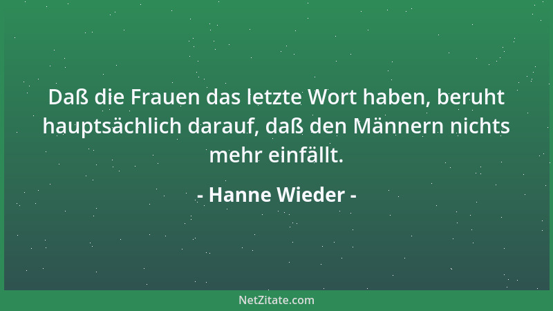 Hanne Wieder - Daß die Frauen das letzte Wort haben, beruht hauptsächlich darauf, daß den Männern nichts mehr einfällt....