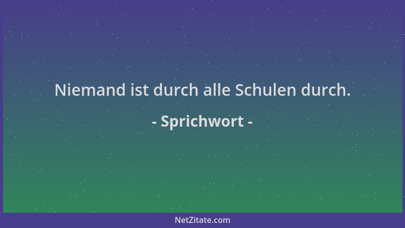 Sprichwort - Niemand ist durch alle Schulen durch....