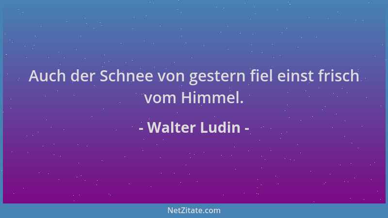 Walter Ludin - Auch der Schnee von gestern fiel einst frisch vom Himmel....