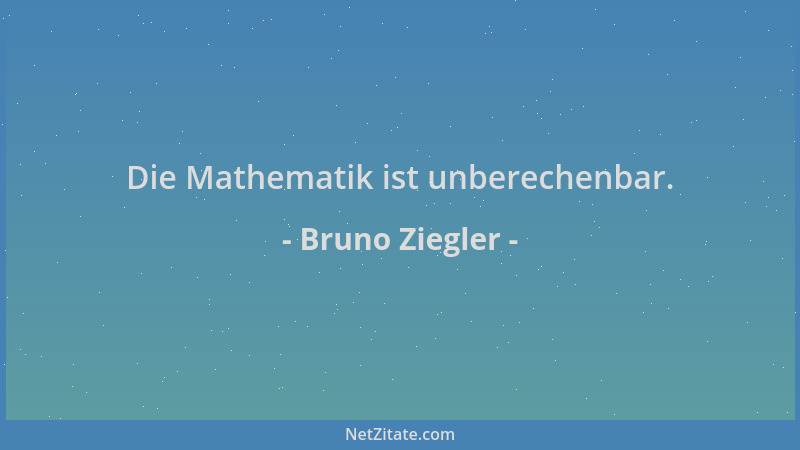 Bruno Ziegler - Die Mathematik ist unberechenbar....