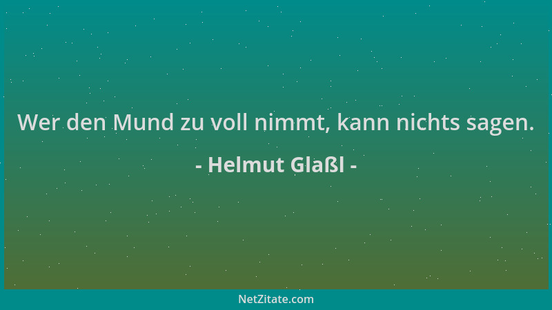 Helmut Glaßl - Wer den Mund zu voll nimmt, kann nichts sagen....