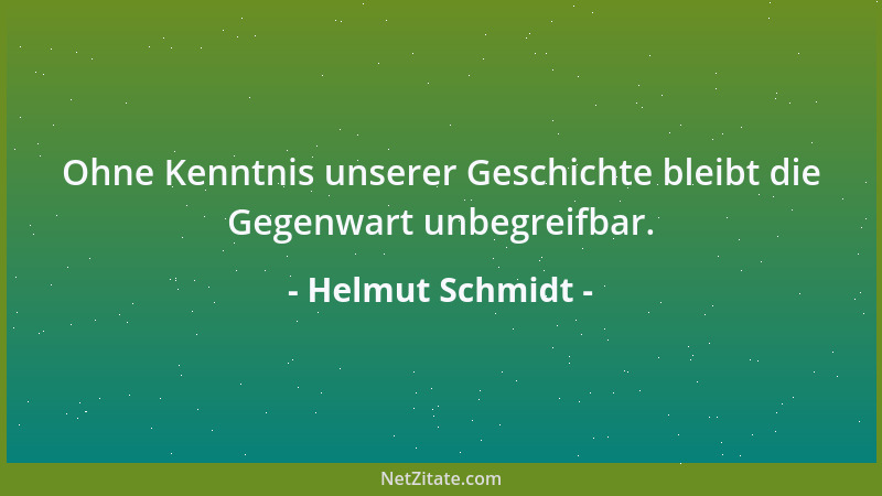 Helmut Schmidt - Ohne Kenntnis unserer Geschichte bleibt die Gegenwart unbegreifbar....