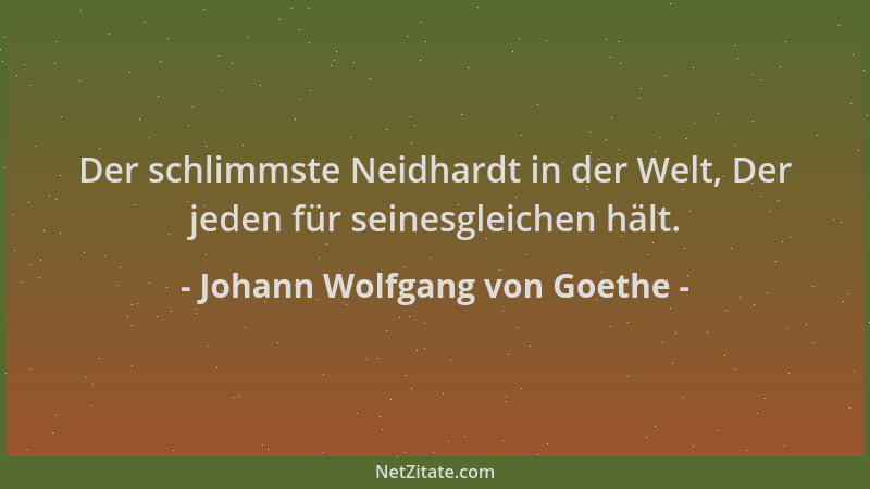 Johann Wolfgang von Goethe - Der schlimmste Neidhardt in der Welt, Der jeden für seinesgleichen hält....