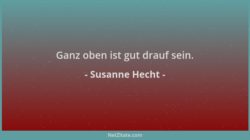 Susanne Hecht - Ganz oben ist gut drauf sein....