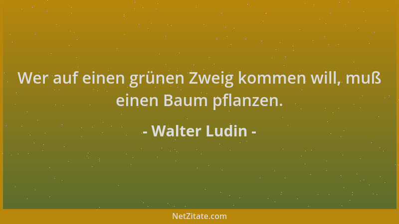 Walter Ludin - Wer auf einen grünen Zweig kommen will, muß einen Baum pflanzen....