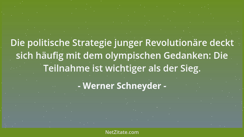 Werner Schneyder - Die politische Strategie junger Revolutionäre deckt sich häufig mit dem olympischen Gedanken: Die Teilna...