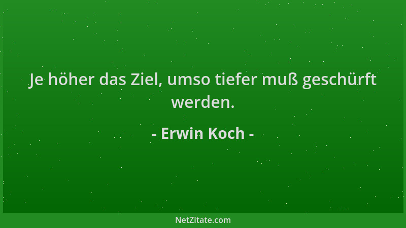 Erwin Koch - Je höher das Ziel, umso tiefer muß geschürft werden....