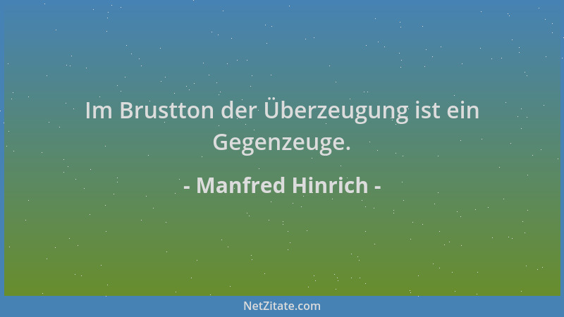 Manfred Hinrich - Im Brustton der Überzeugung ist ein Gegenzeuge....