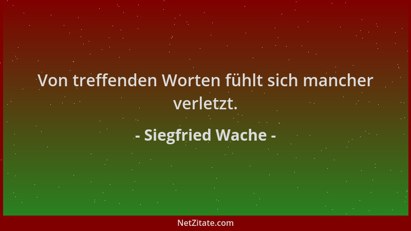 Siegfried Wache - Von treffenden Worten fühlt sich mancher verletzt....