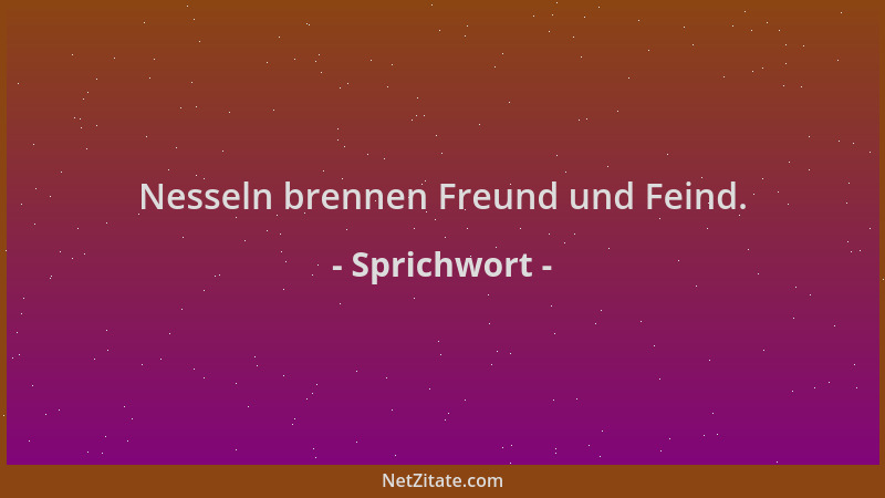 Sprichwort - Nesseln brennen Freund und Feind....
