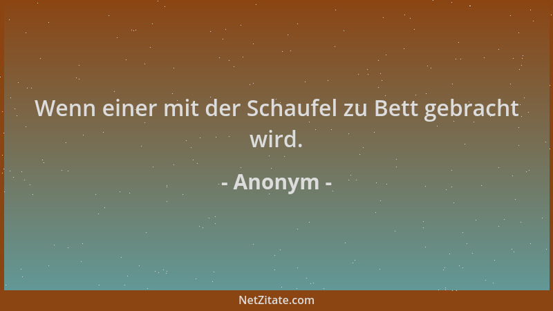 Anonym - Wenn einer mit der Schaufel zu Bett gebracht wird....