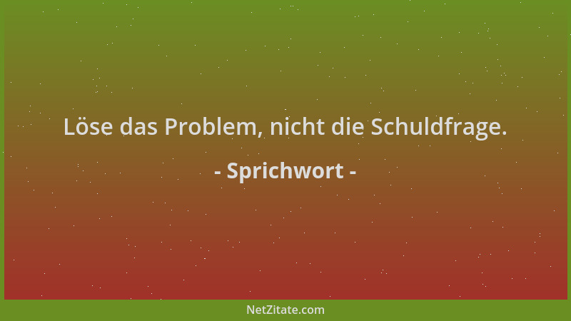 Sprichwort - Löse das Problem, nicht die Schuldfrage....