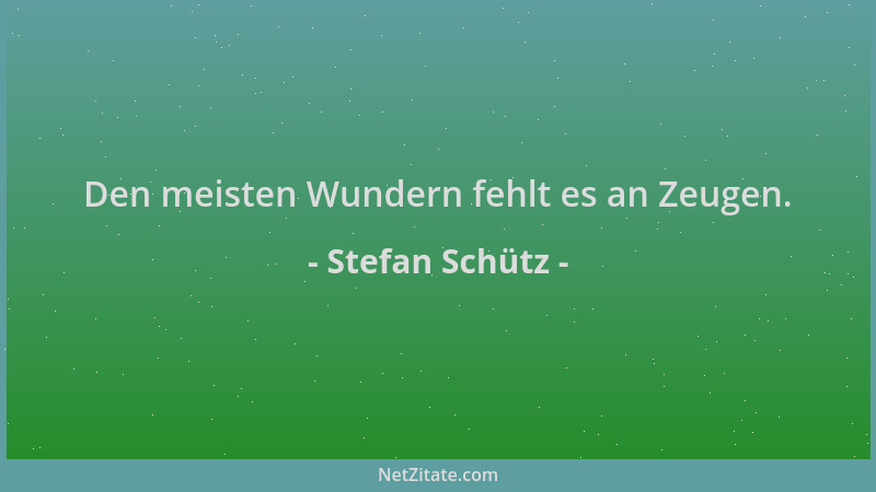 Stefan Schütz - Den meisten Wundern fehlt es an Zeugen....