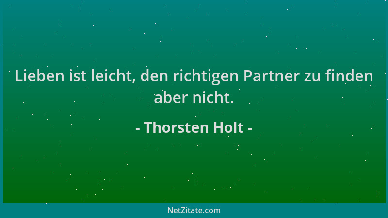 Thorsten Holt - Lieben ist leicht, den richtigen Partner zu finden aber nicht....