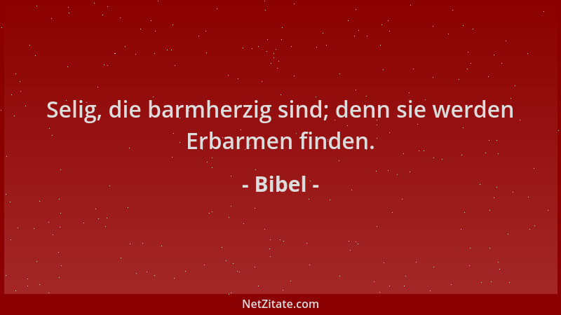 Bibel - Selig, die barmherzig sind; denn sie werden Erbarmen finden....